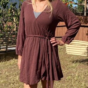 O'Neill Chocolate Long Sleeve Wrap Dress